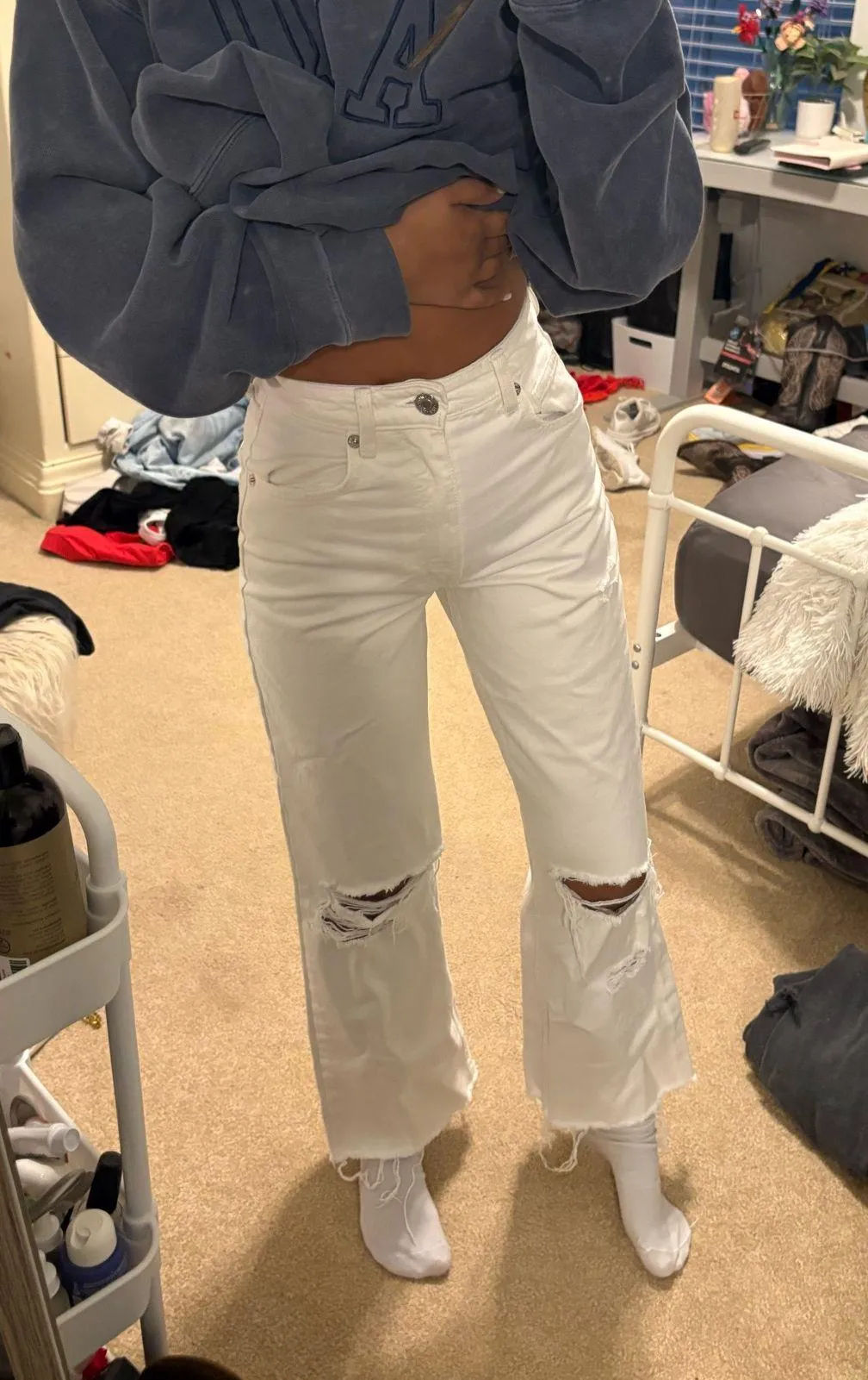 ZARA Jeans Straight-Leg White - Image 2