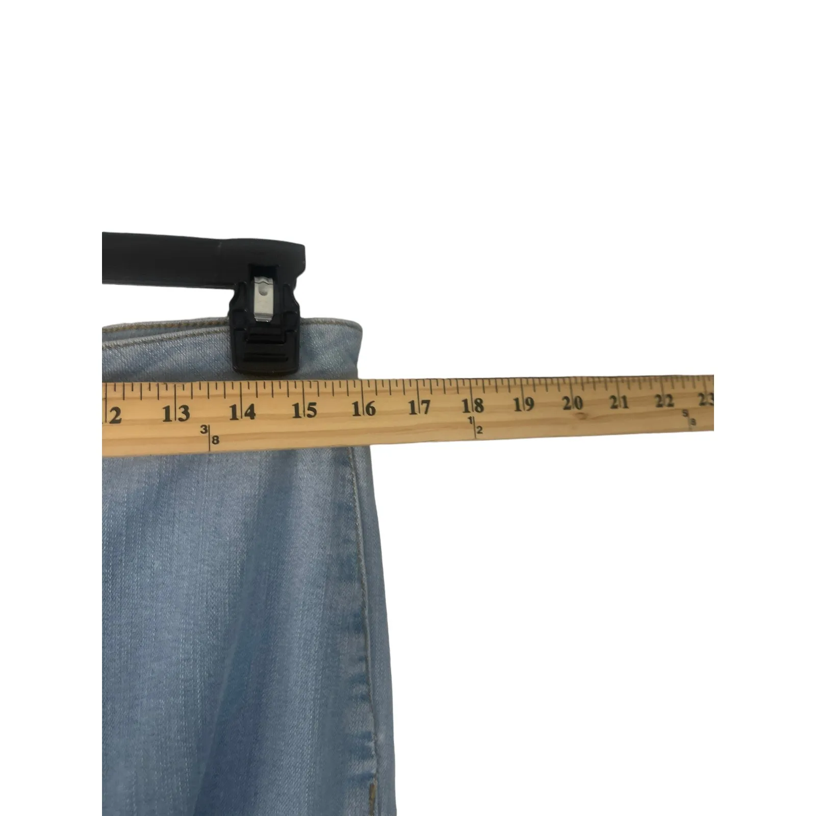 Rue 21 Junior's Size‎ 9 Light Wash Frey Hem High Rise Flare Jeans - Image 10