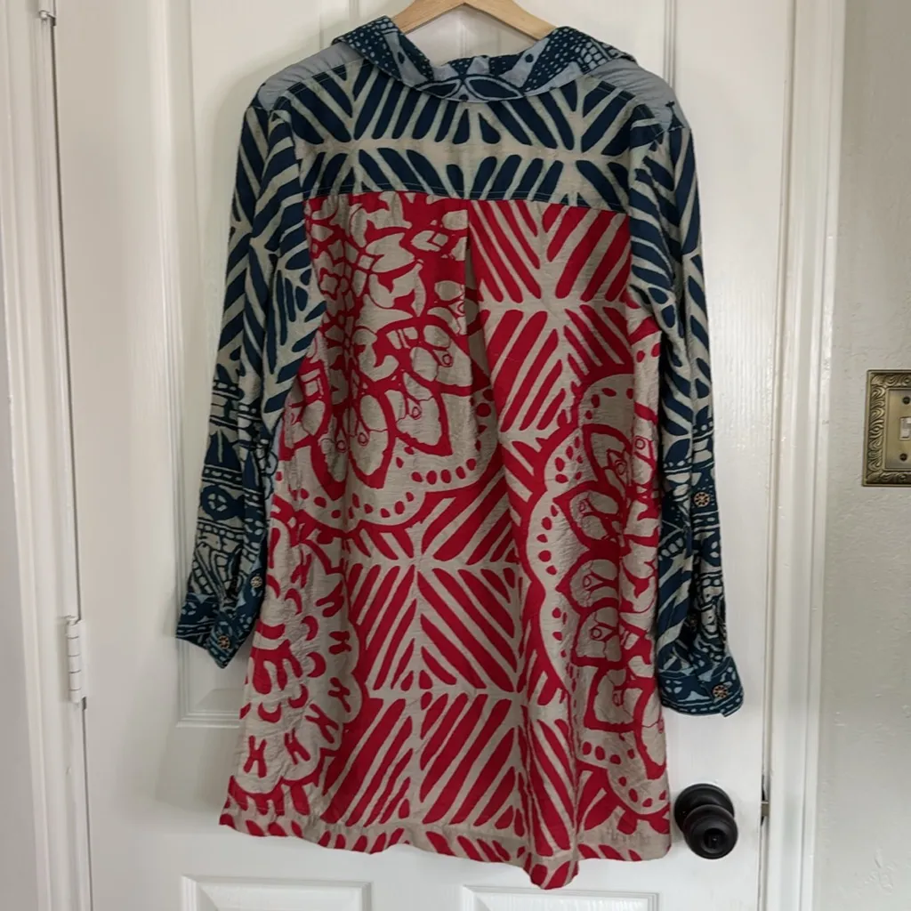 John Mark medallion mixed media tunic button down - Image 9