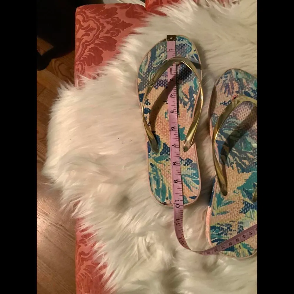 Lilly Pulitzer Colorful Flip Flops with Gold Straps size 9 - Image 5