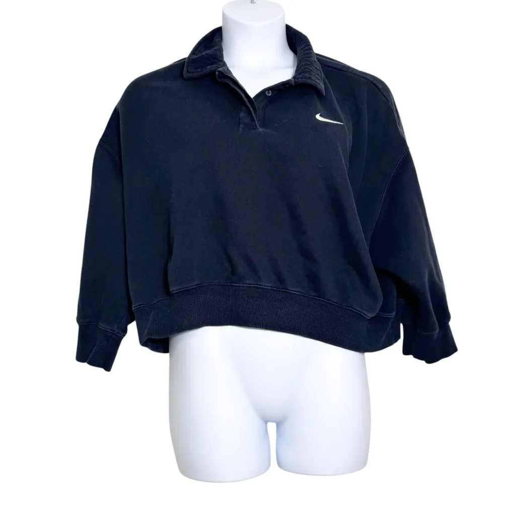 Nike Phoenix Fleece Three-Quarter‎ Sleeve Crop Polo Sweatshirt size XXL - Image 2