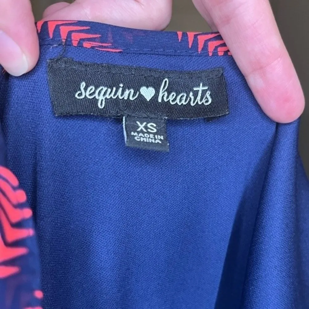 Sequin Hearts Navy & Coral Aztec Print Sleeveless Jumpsuit Size XS - Image 15