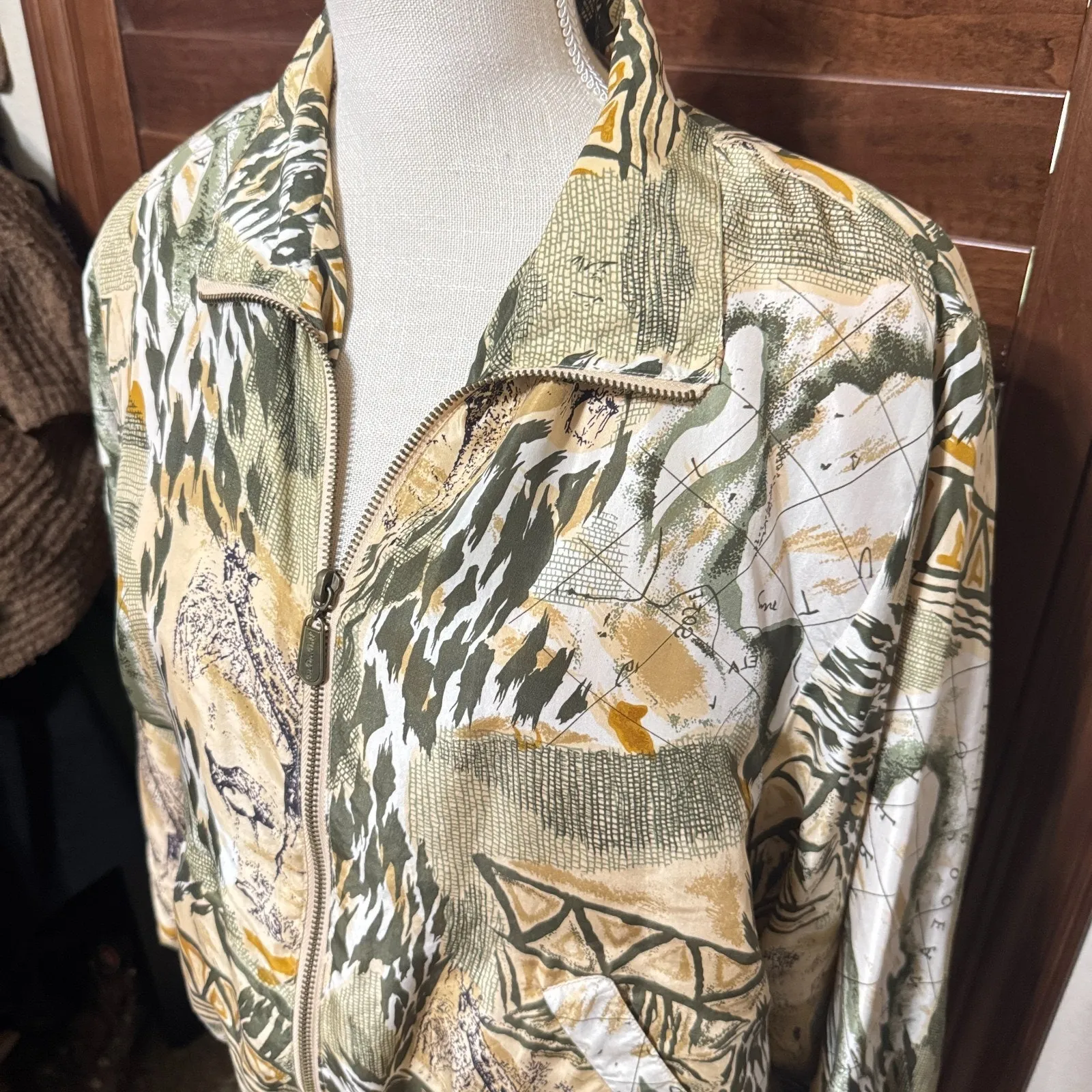 Petite Sophisticate Silk Jacket Womens PS Safari Jungle Print bomber full zip - Image 2