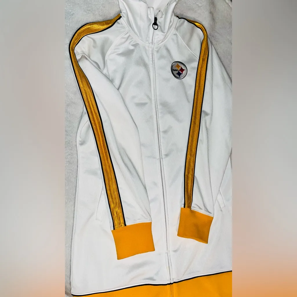 NFL Steelers Reebok Track Jacket Full Zip up sz M 💛 - Image 6