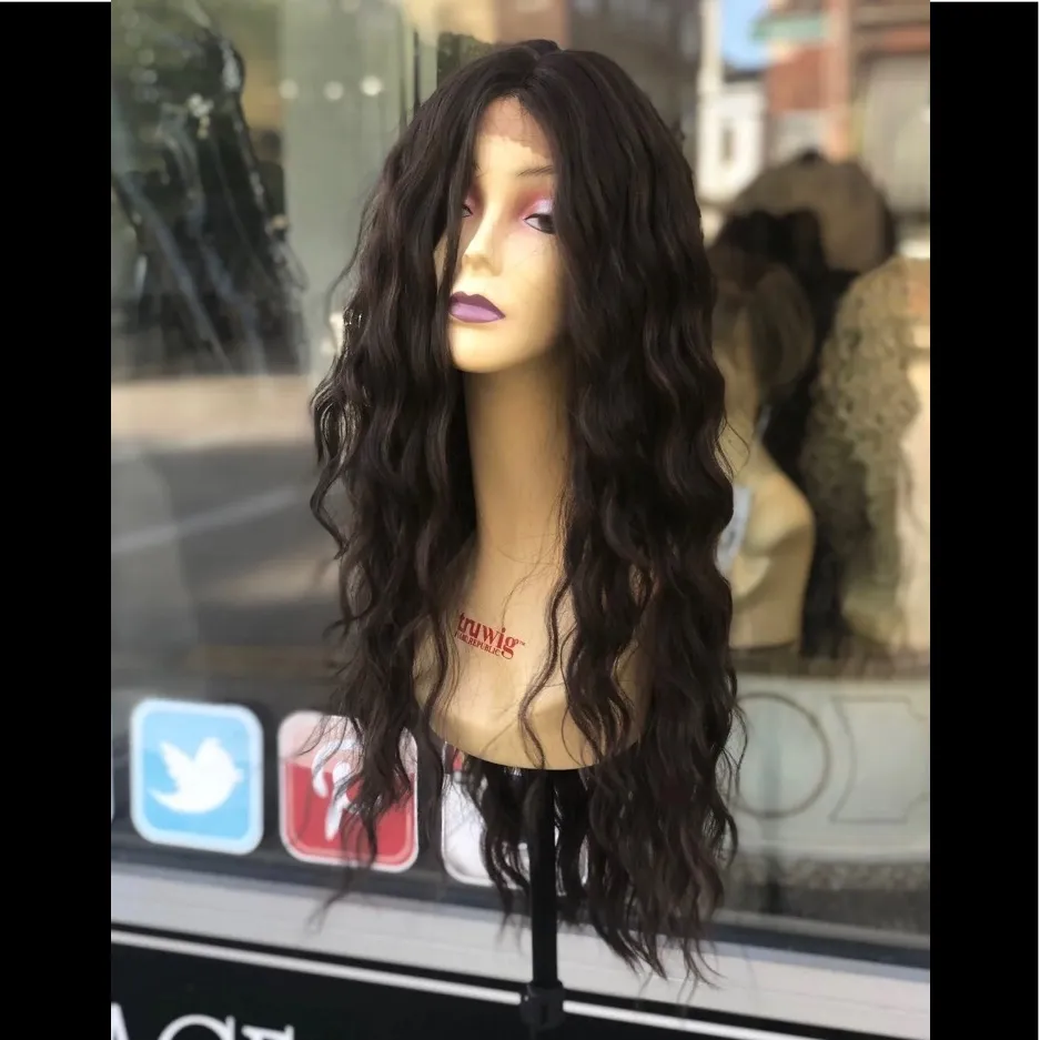 Long Lacefront Wig Beach Waves Brown Highl… - Image 4