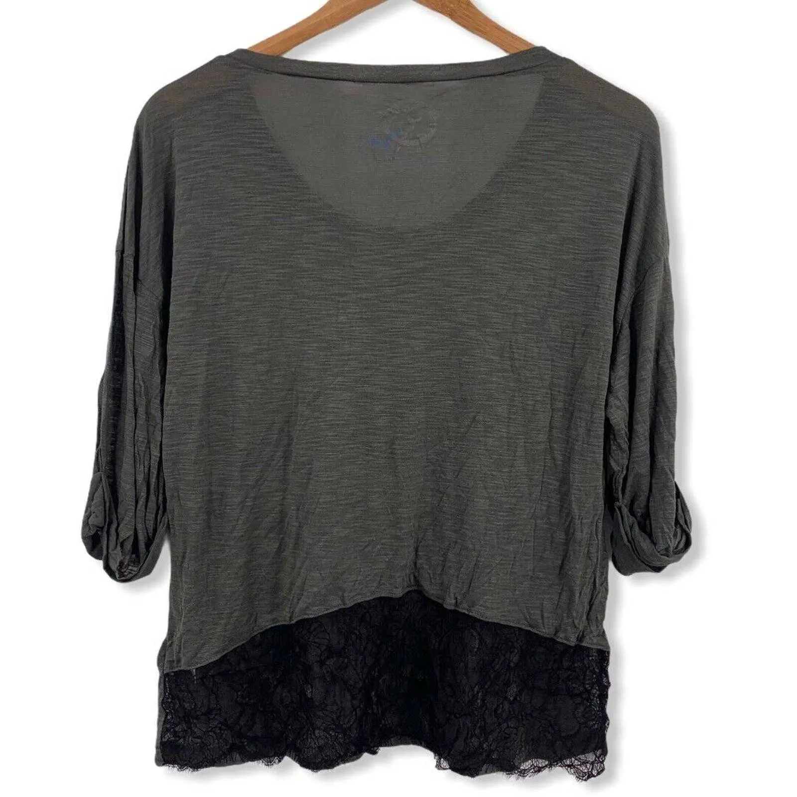 Blue Life Green Lace Bottom Trim Roll Tab Sleeve‎ M - Image 2