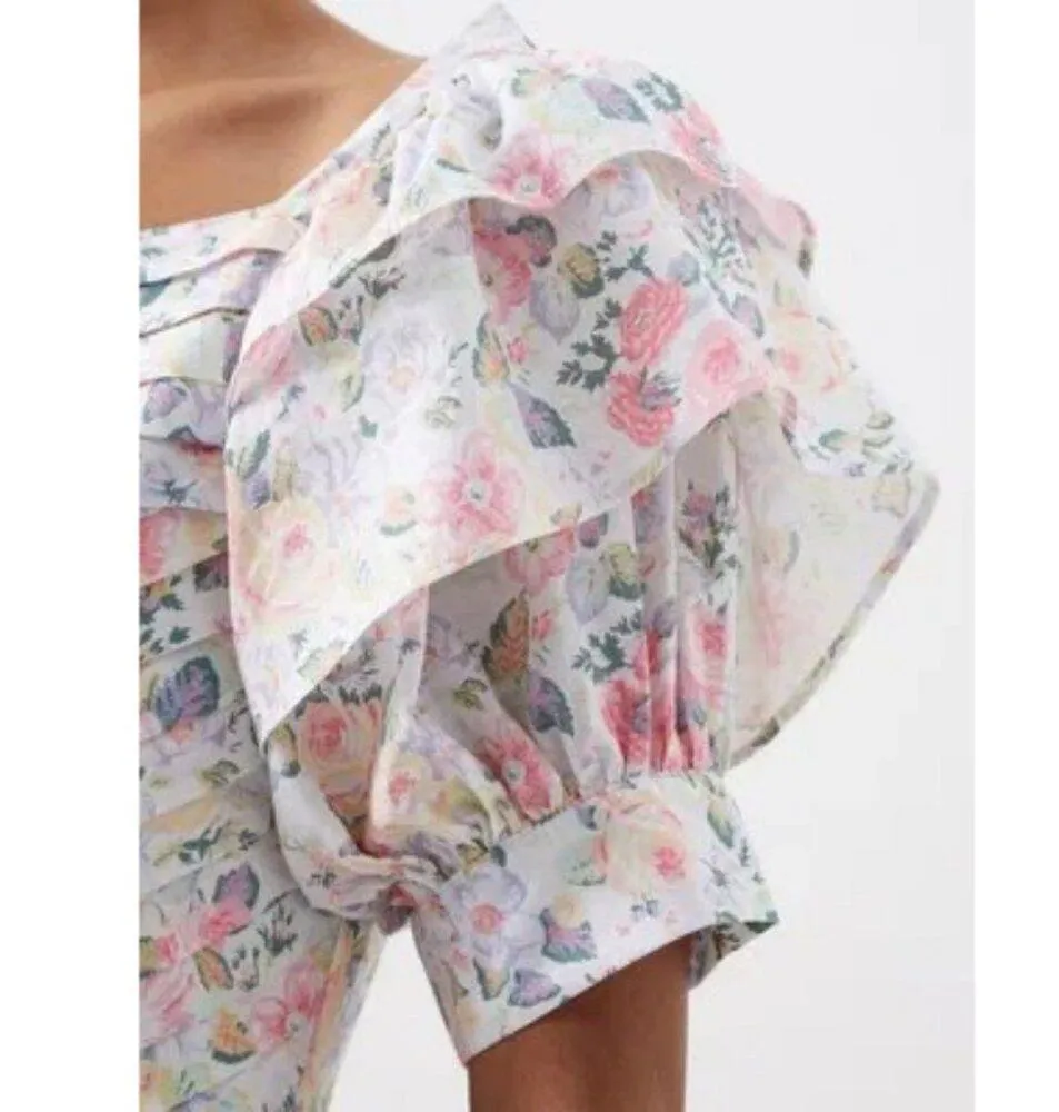 đź’•LAURA ASHLEY x BATSHEVAđź’• Eden Dress ~ Quartet Cream Floral Print 2 NWO Pink - Image 11