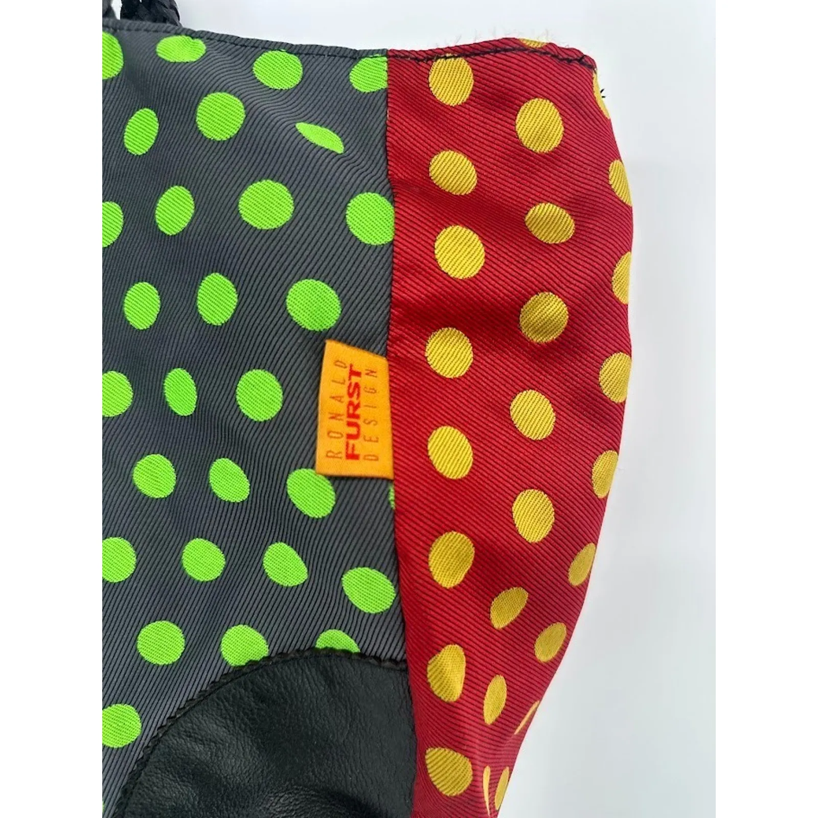 Ronald Furst Design Polka Dot Canvas Tote Zip Bag Purse Tote Artsy Colorful Red - Image 7