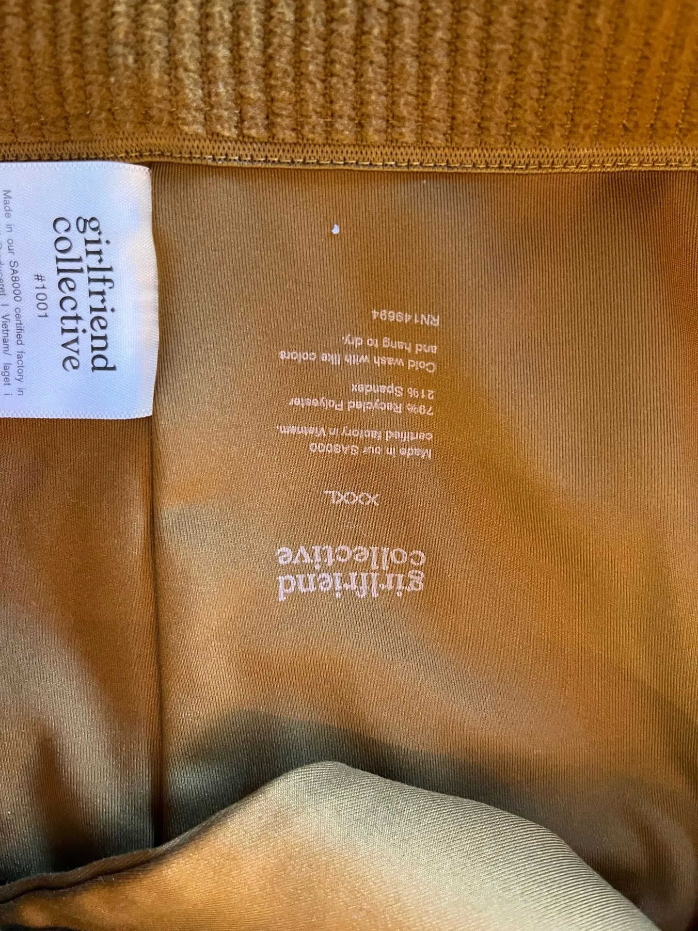 Girlfriend Collective Topanga Cross-Back Sports Bra Mustard XXXL - Image 2