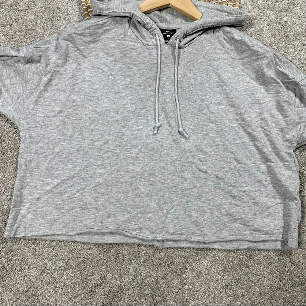 Nike Dri-Fit Yoga Luxe Cropped Hoodie Pullover Oversized Soft Knit in Gray L - Image 7
