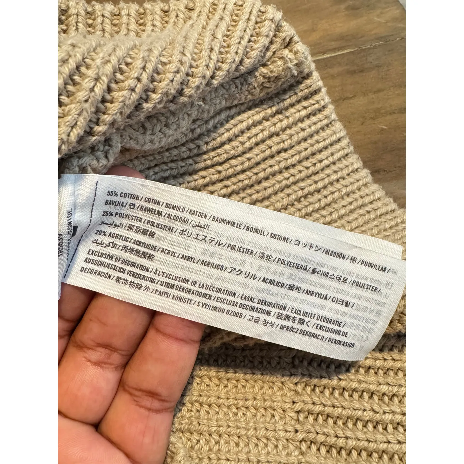 Abercrombie & Fitch Women’s Turtleneck Sweater XS Beige Ribbed Knit Cotton Blend - Image 4