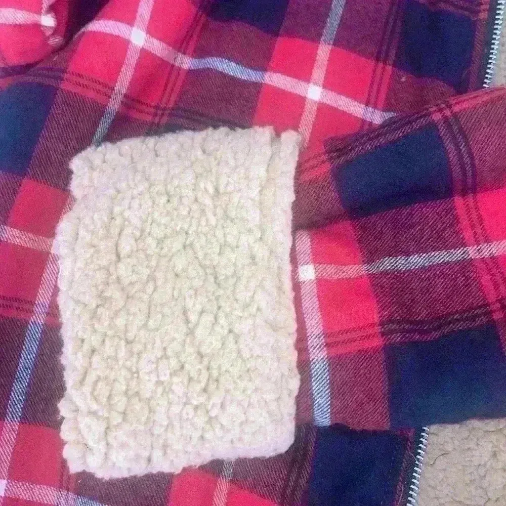 LOVE + JOY tartan red plaid sherpa zip up Jacket size Small Exc Con - Image 6