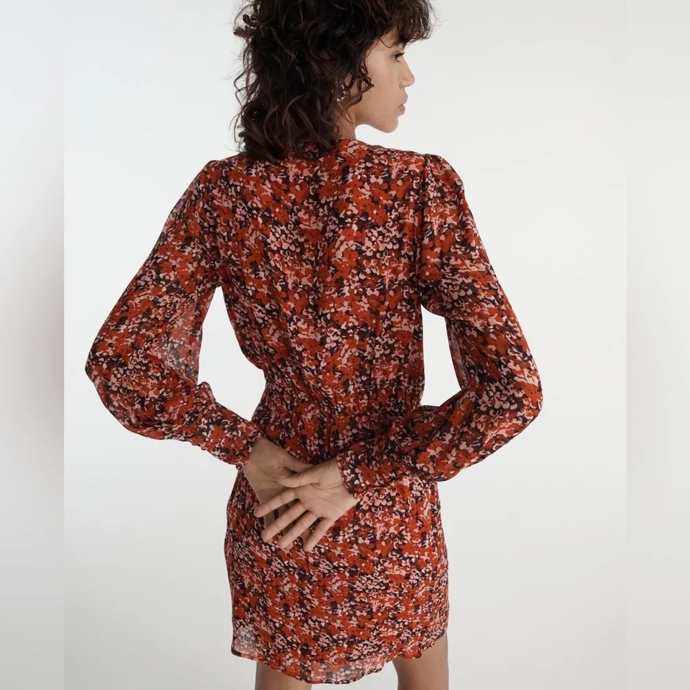 THE KOOPLES FLOWING RED DRESS WITH FLORAL MOTIF SIZE 0 - Image 16