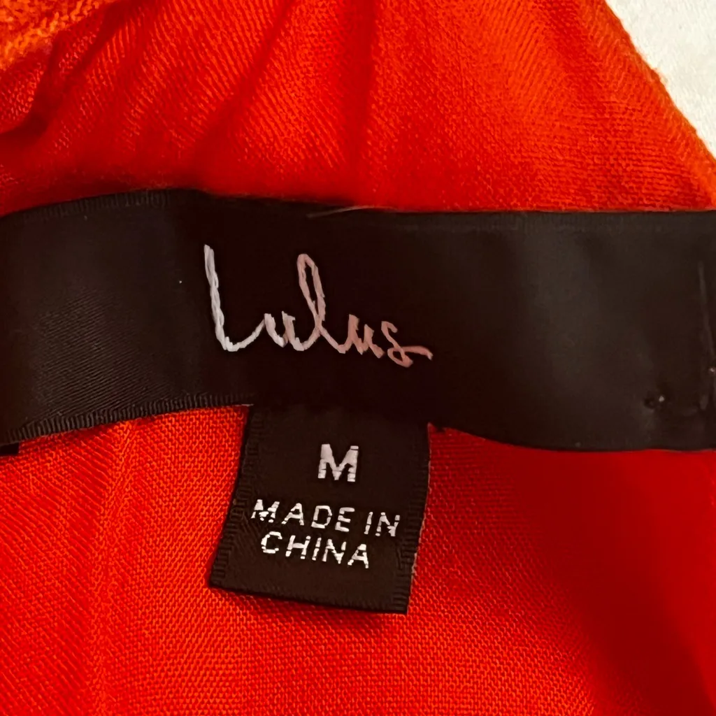 Lulus Bright Expression Orange Faux-Wrap Ruffled Midi Dress - Image 9