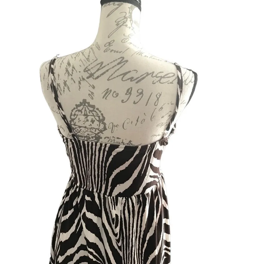 APNY Brown and White Zebra Striped Mini Dress Medium - Image 10