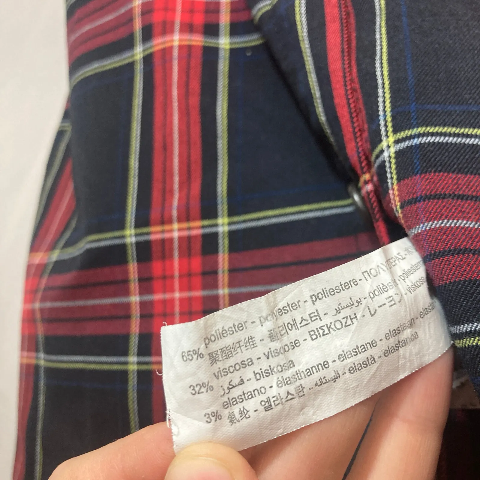 Bershka Red Black Tartan Plaid Button Snap Front Sleeveless Overall Midi Dress - Image 10