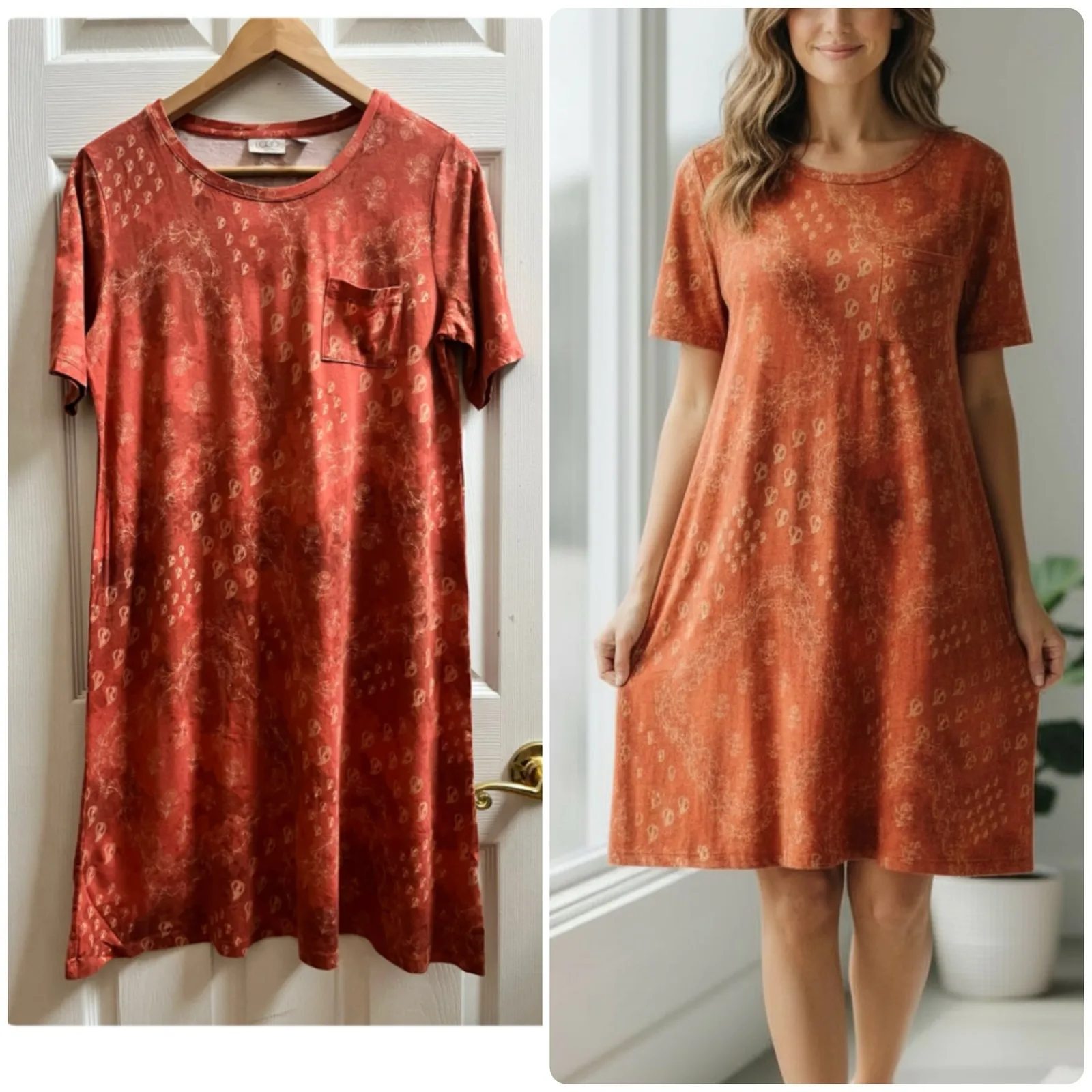 Logo Lori Goldstein Paisley Print Shirt Dress Size Large Casual - Image 2