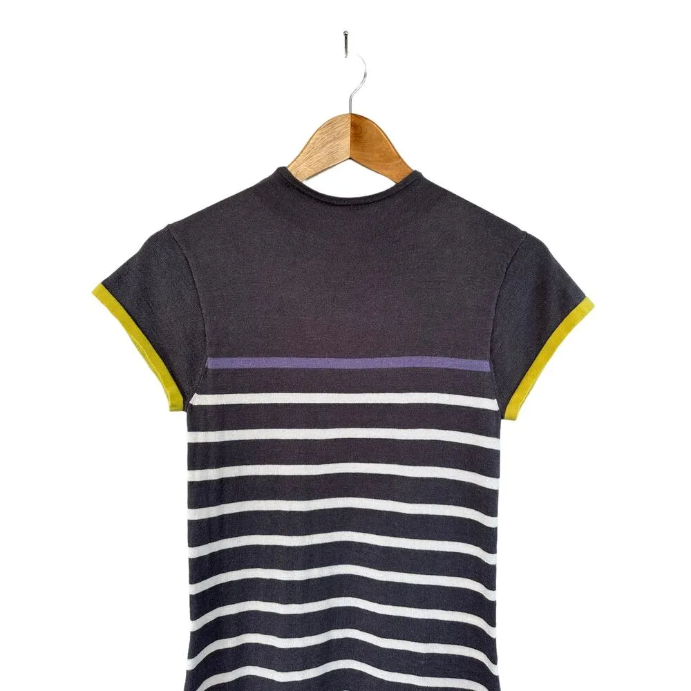 NEW Hatley Charcoal Gray Striped Short Sleeve Funnel Neck Soft Knit Dress XS - Image 3