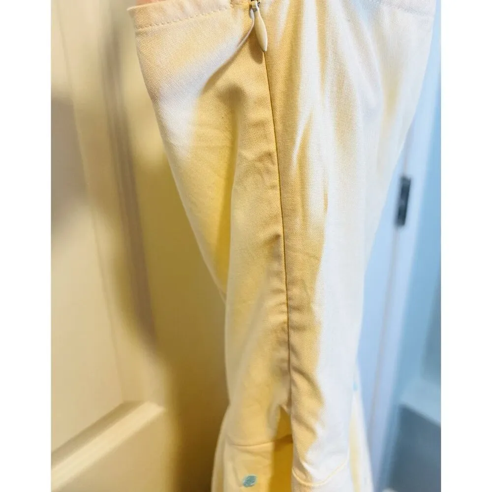 Fanm Mon Caroline Dress Size Small Butter Yellow Linen One Shoulder Embroidered - Image 6