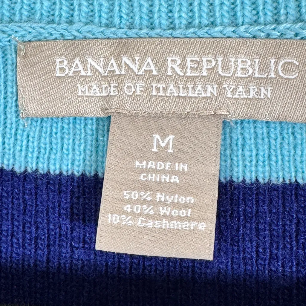 Banana Blue Striped Wool Cashmere Sweater Womens M Peplum Ruffled Preppy Casual - Image 6