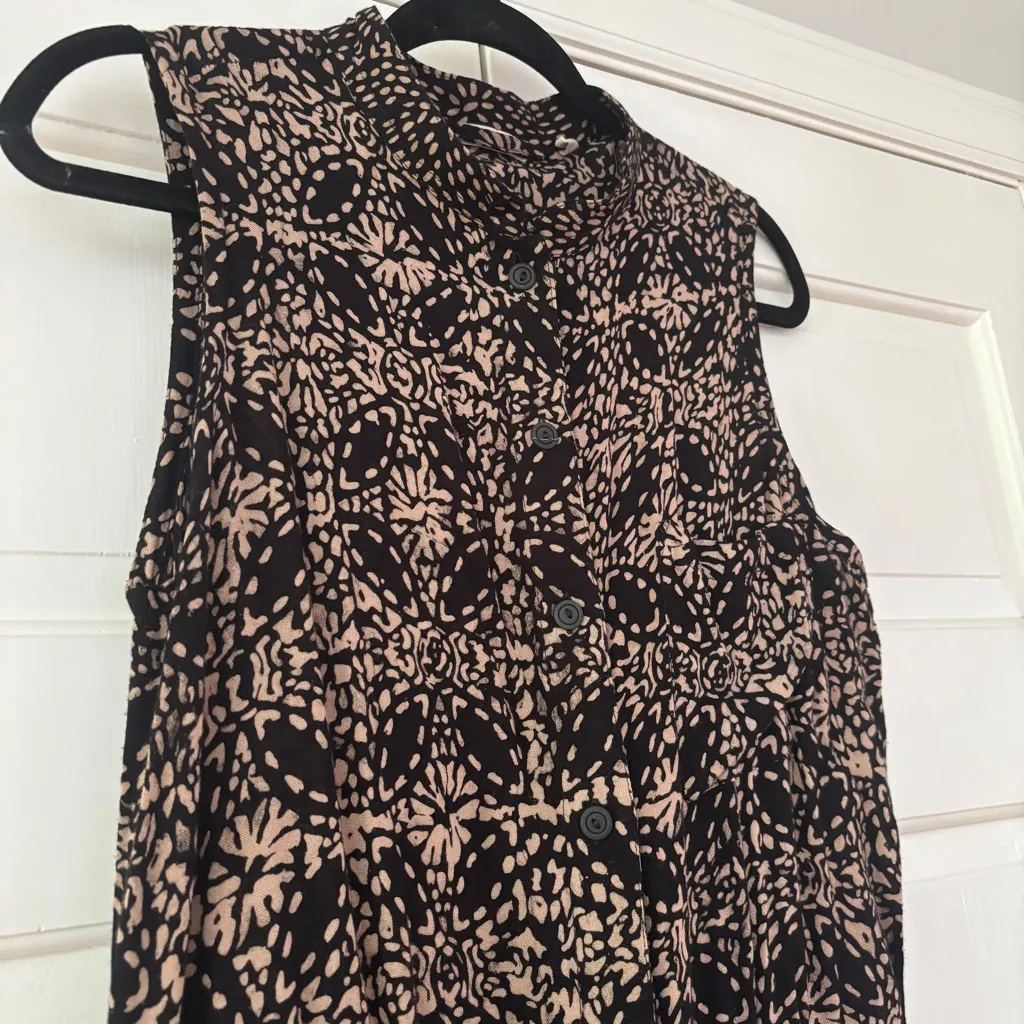 Soft Surroundings Black Tan Geometric Jumpsuit Size Medium Romper Sleeveless - Image 2