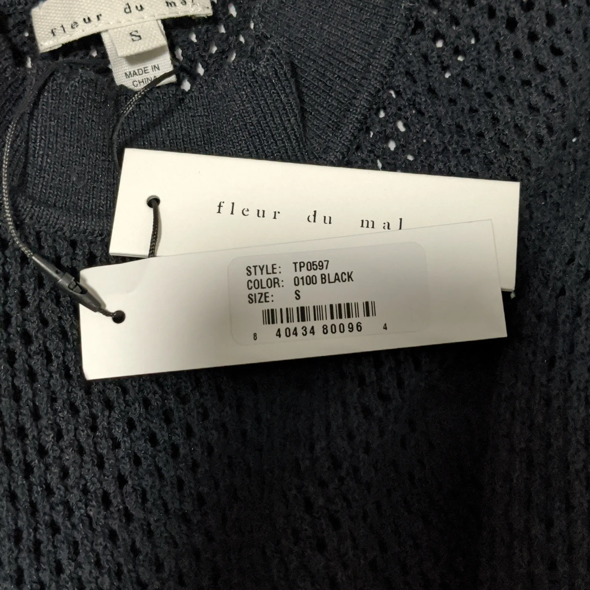 Fleur du Mal Knit Mesh Top Black - Image 3