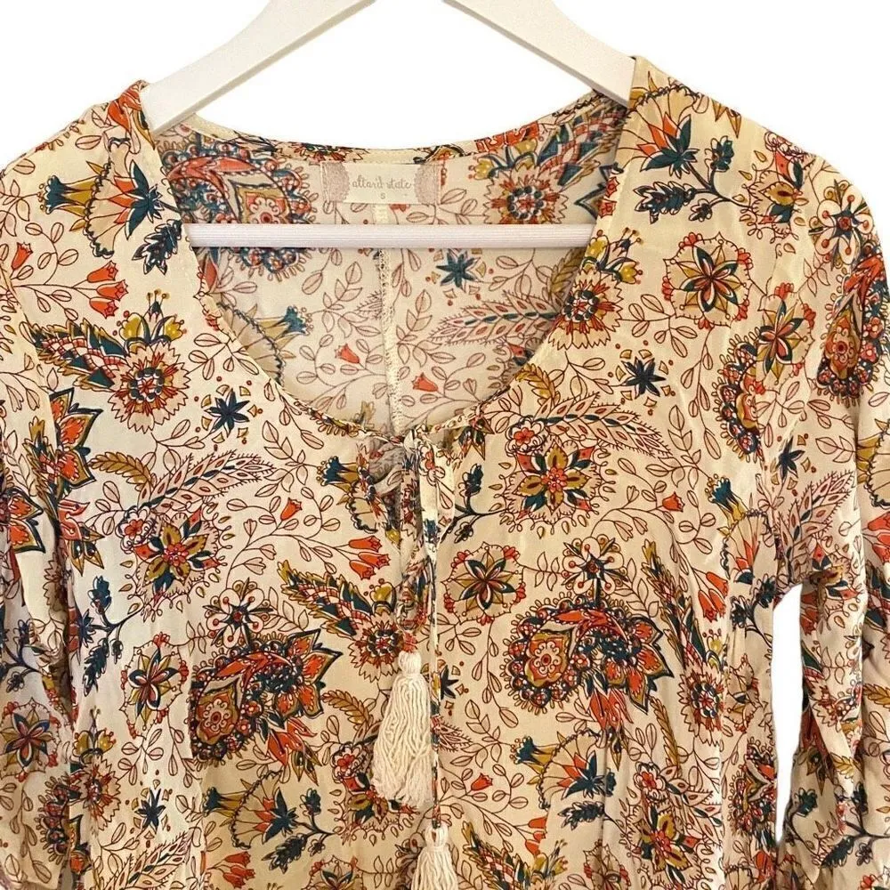 altar'd state small tassel long bell sleeve paisley print dress short - Image 2