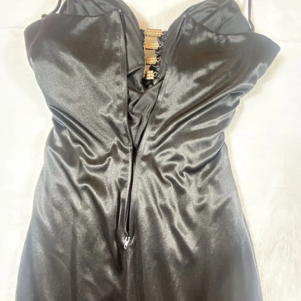 Sexy Ruched Hourglass Black Dress Rhinestones 5/6 Formal Prom Evening‎ Gown - Image 9