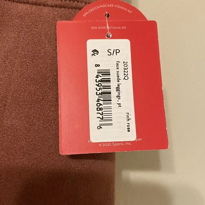 New NWT Spanx‎ Faux Suede Leggings in Rich Rose Mauve Size Small - Image 2