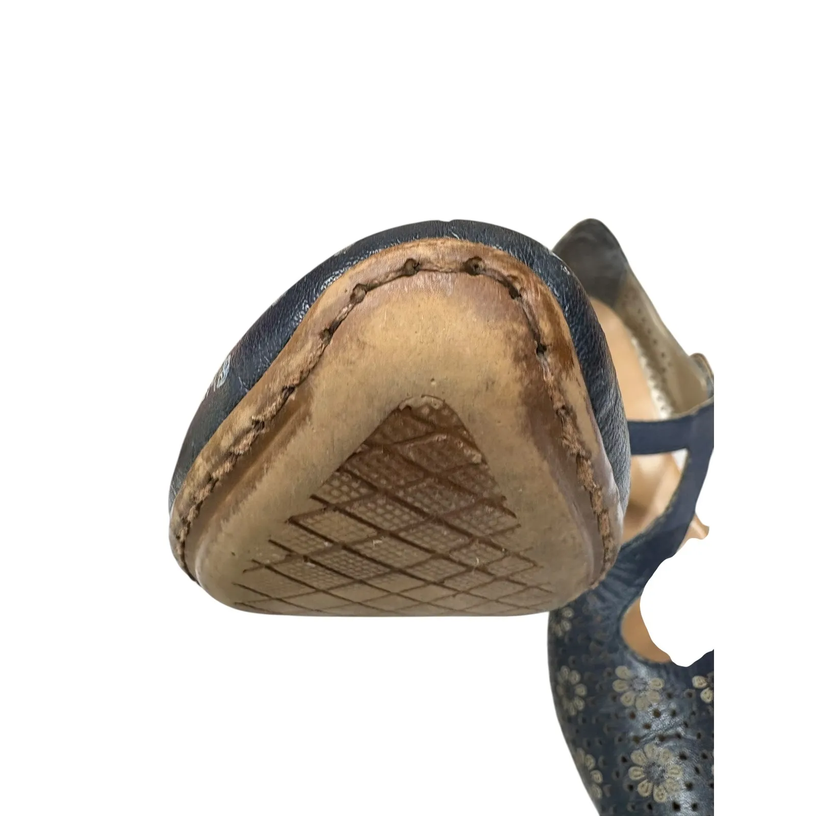 Rieker Womens Mirjam Navy Blue Leather Mary Jane Shoes Floral Perforated 42 Size 10 - Image 8