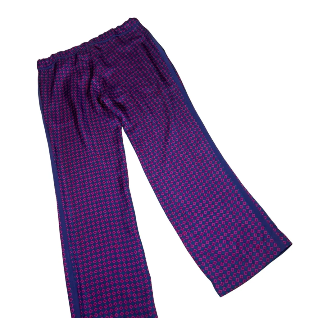 Tory Burch Drawstring Waist 100% Silk Geo Print Pajama Pants - Image 9