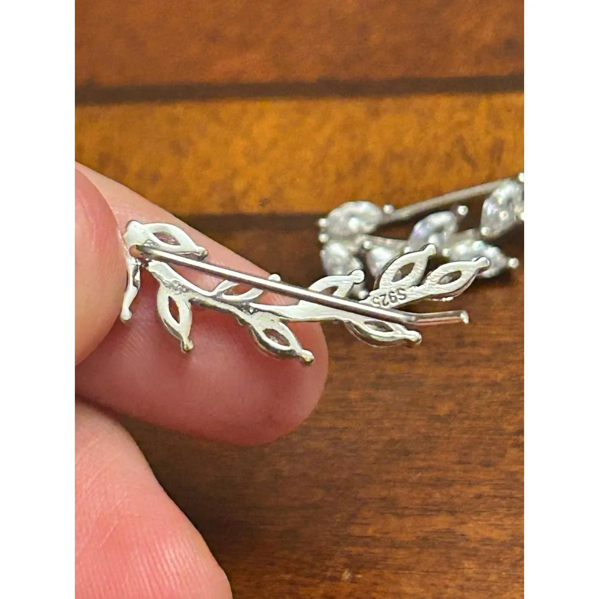 925 sterling silver earrings m90 4.00g flower floral white longer sparkle - Image 5