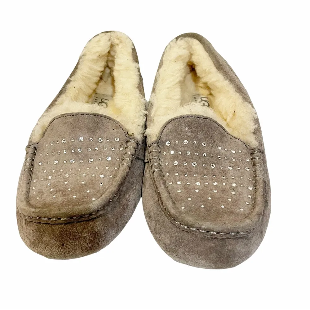 Ugg Womens Size 5 Grey Ansley Bling Suede Fleece Lined Slipper - Image 2