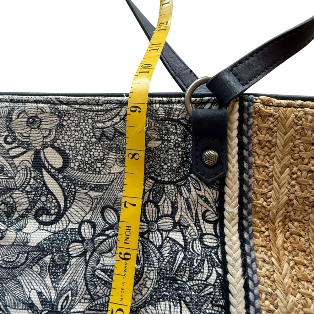 The Sak Sakroots Metro Tote 'Navy Spirit Desert' Straw & Canvas Shoulder Bag - Image 10