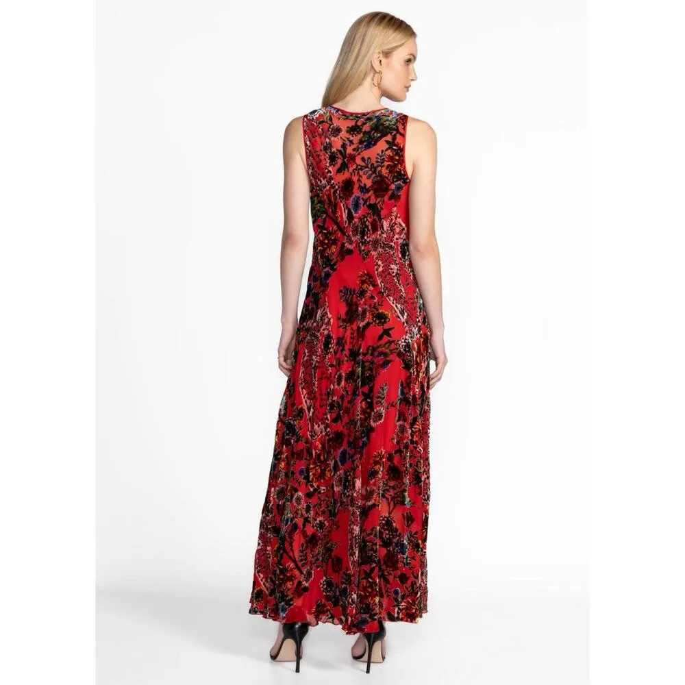 NWT Johnny Was Bias Bobcat Forest Silk Blend Red Floral Maxi Dress - Image 3