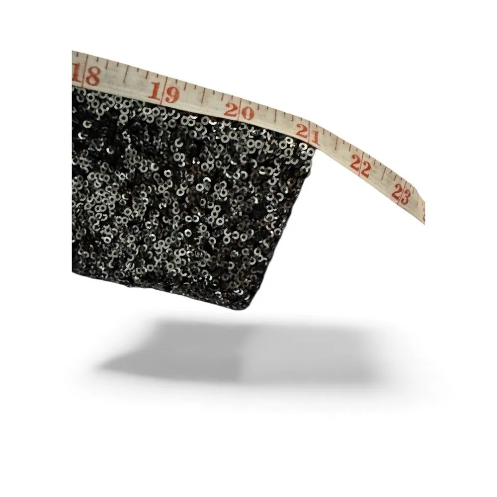 Express Sequin Sparkle Long Sleeve Mini Dress Black Silver NYE 80s 90s Y2K Small - Image 6