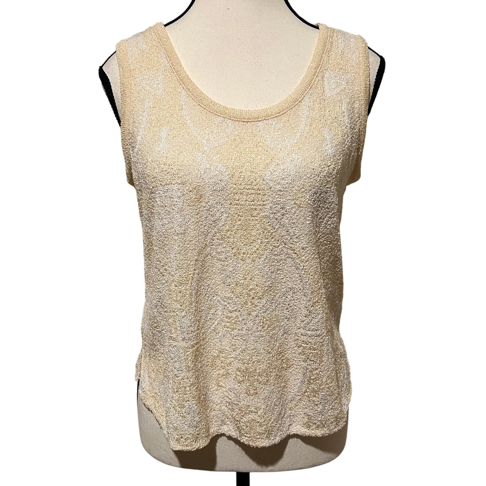 French Rags Buttercream Yellow Asian Pointelle Sweater Twinset Size M Size M - Image 4