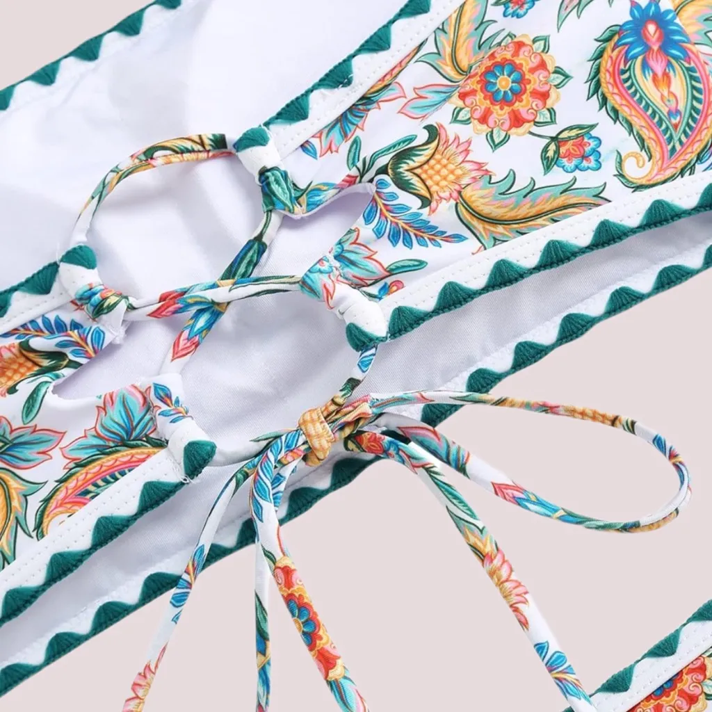 Zaful NWT  Floral/Paisley Strapless Bikini Set - Lg - Image 6