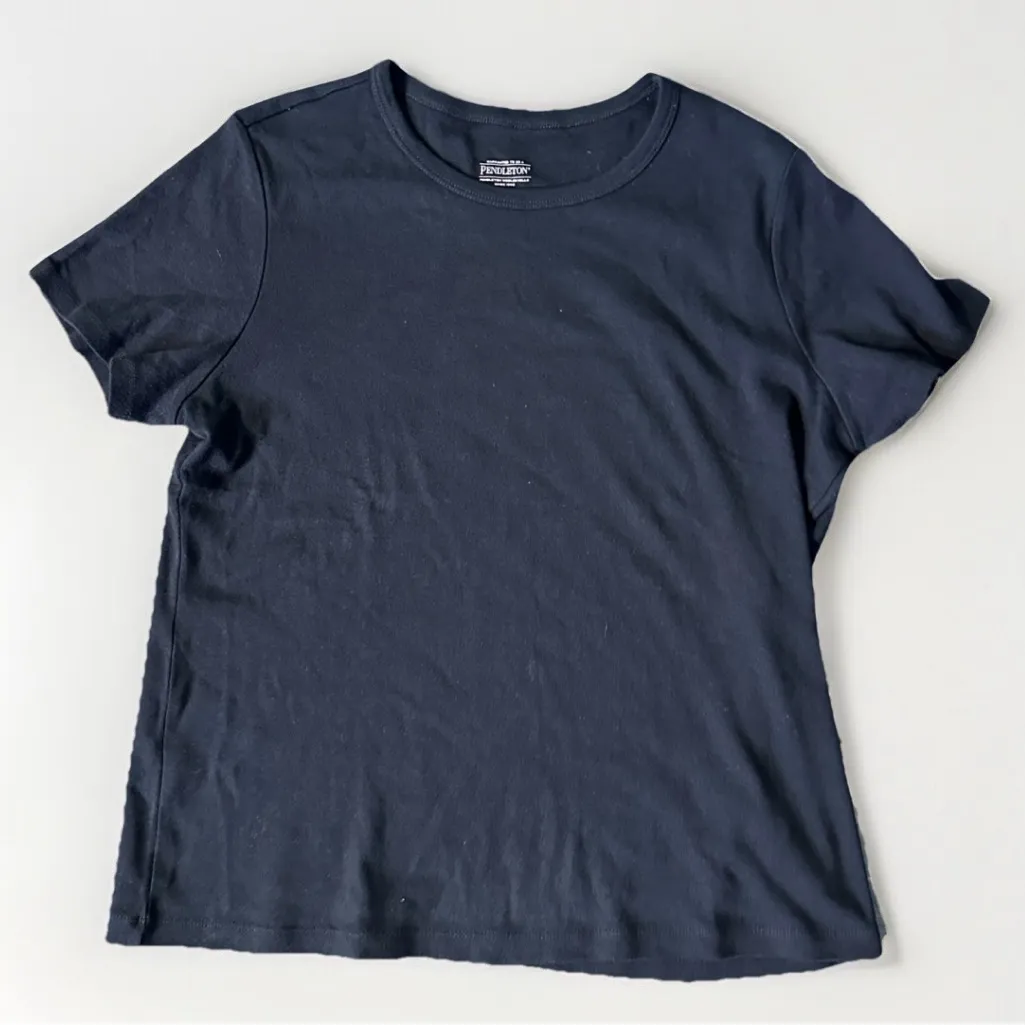 Pendleton Top Womens Medium Tee Shirt Black Cotton Short Sleeve‎ Pullover Boxy - Image 3