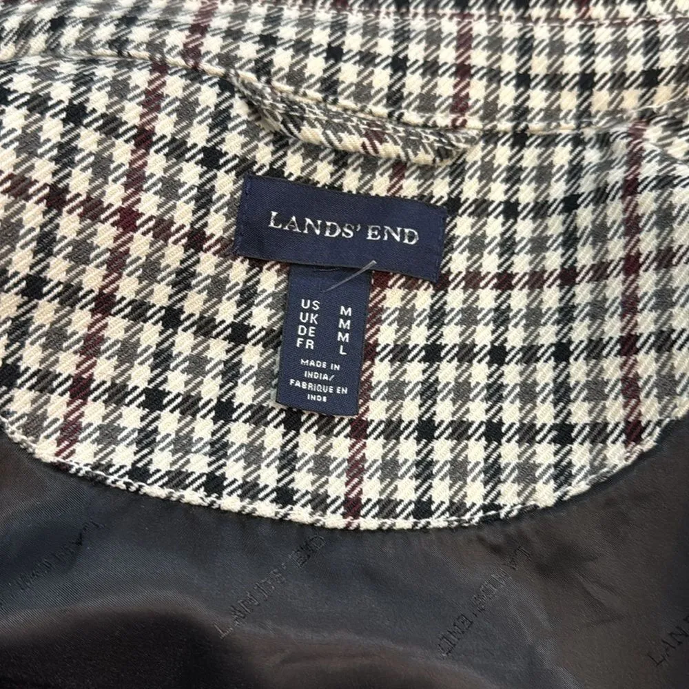Lands End Trench Women’s Double Breasted Hounds Tooth wool Blended Jacket size M - Image 8