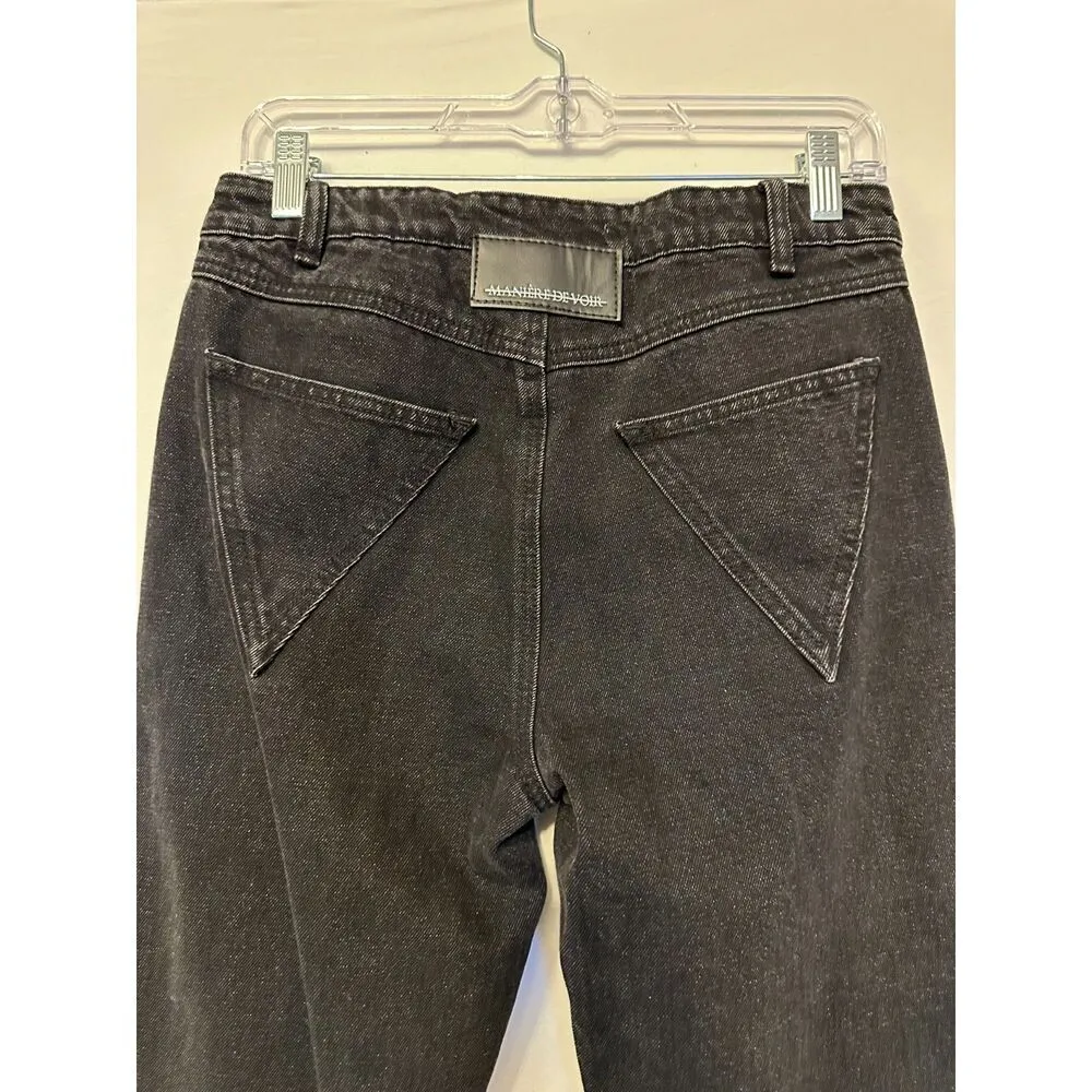 Maniere De Voir Mid-rise Flare Black Jeans size 6 NWT SOLD OUT ONLINE - Image 3