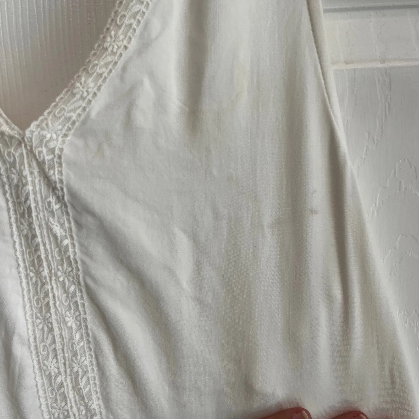 Wrangler Western White Sleeveless Dress with Lace Trim Sundress Coastal Cottage Size M - Image 7