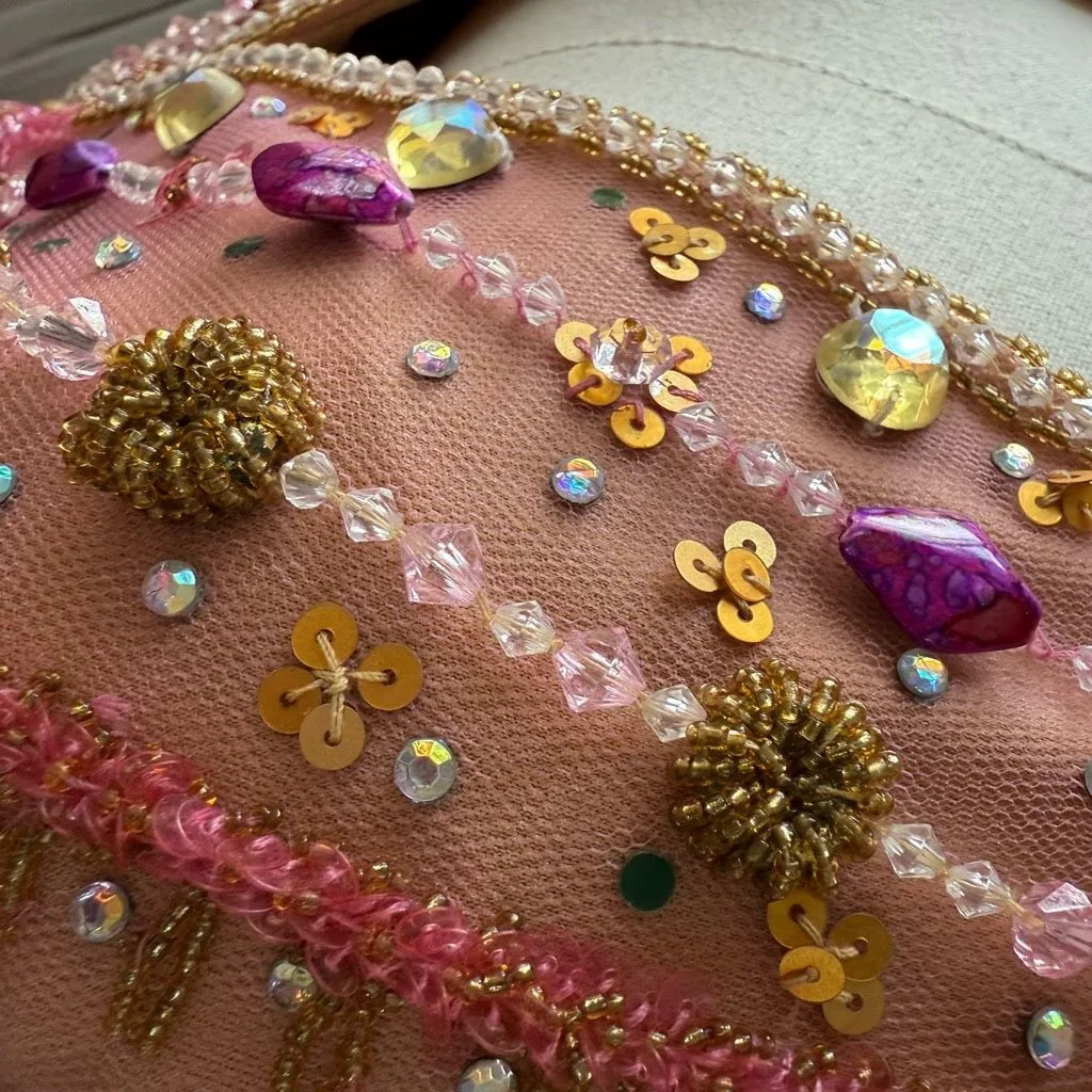 Sherry Haute Couture Halter Formal Gown Beaded Bling Blush Orchid $500 16 Tan - Image 10