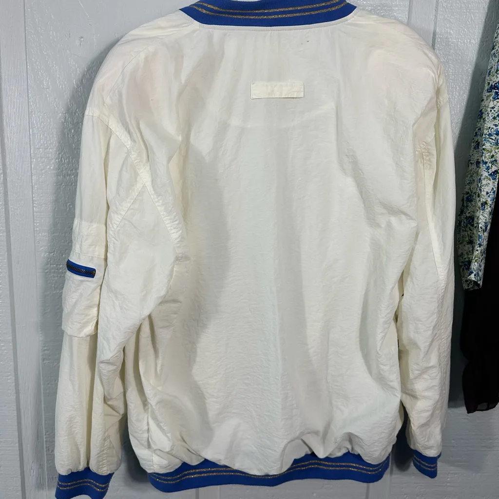 Janeve Vintage 1980s Womens Blue White Star Accents Windbreaker Size Large EUC - Image 8