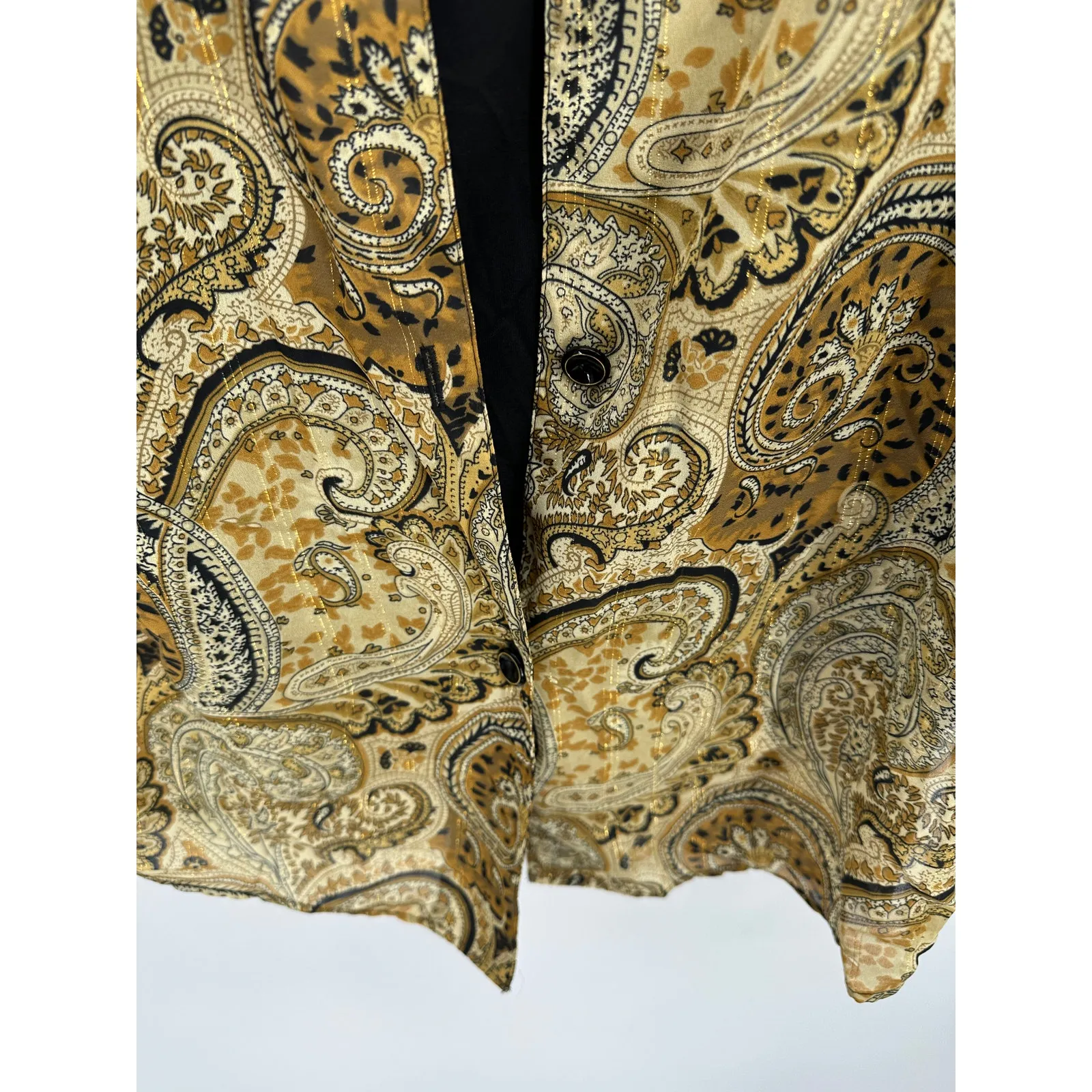Coral Bay Yellow Black Golden Paisley Two-fer Blouse Built In Top Women 1X NWT - Image 5