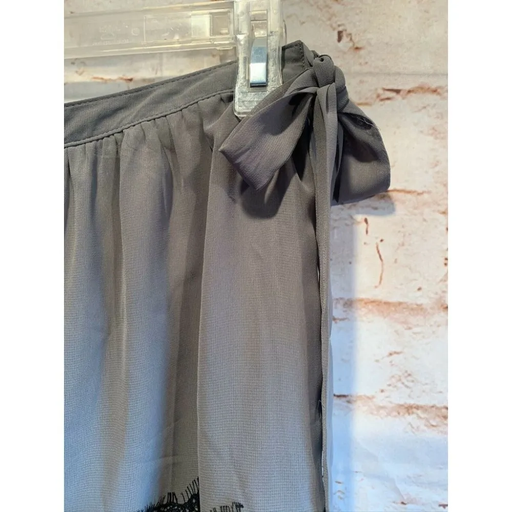 Lauren Conrad skirt 14 grey lined side zipper tie - Image 4