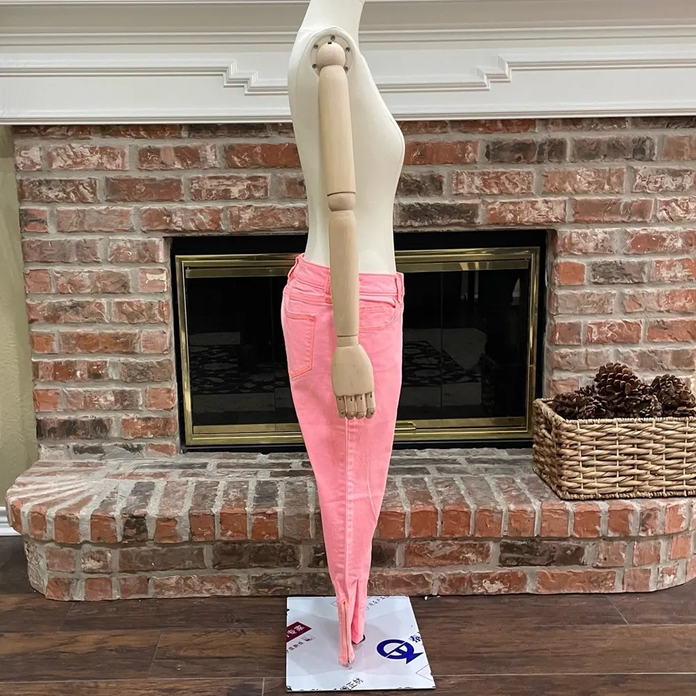 A.N.A NEON PINK skinny jeans w orange stitching and zipper ankles / 28/6 / EUC - Image 6