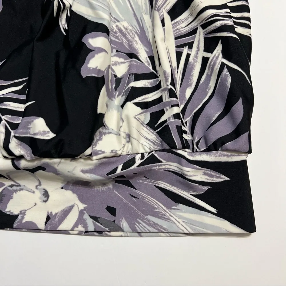 Kona Sol Blouson Tankini Top Black White Tropical Floral Pattern NWOT S - Image 5