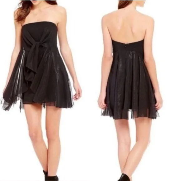 Free People strapless tie front mesh layered short dress Size 2 ‘Good for You’ - Image 2