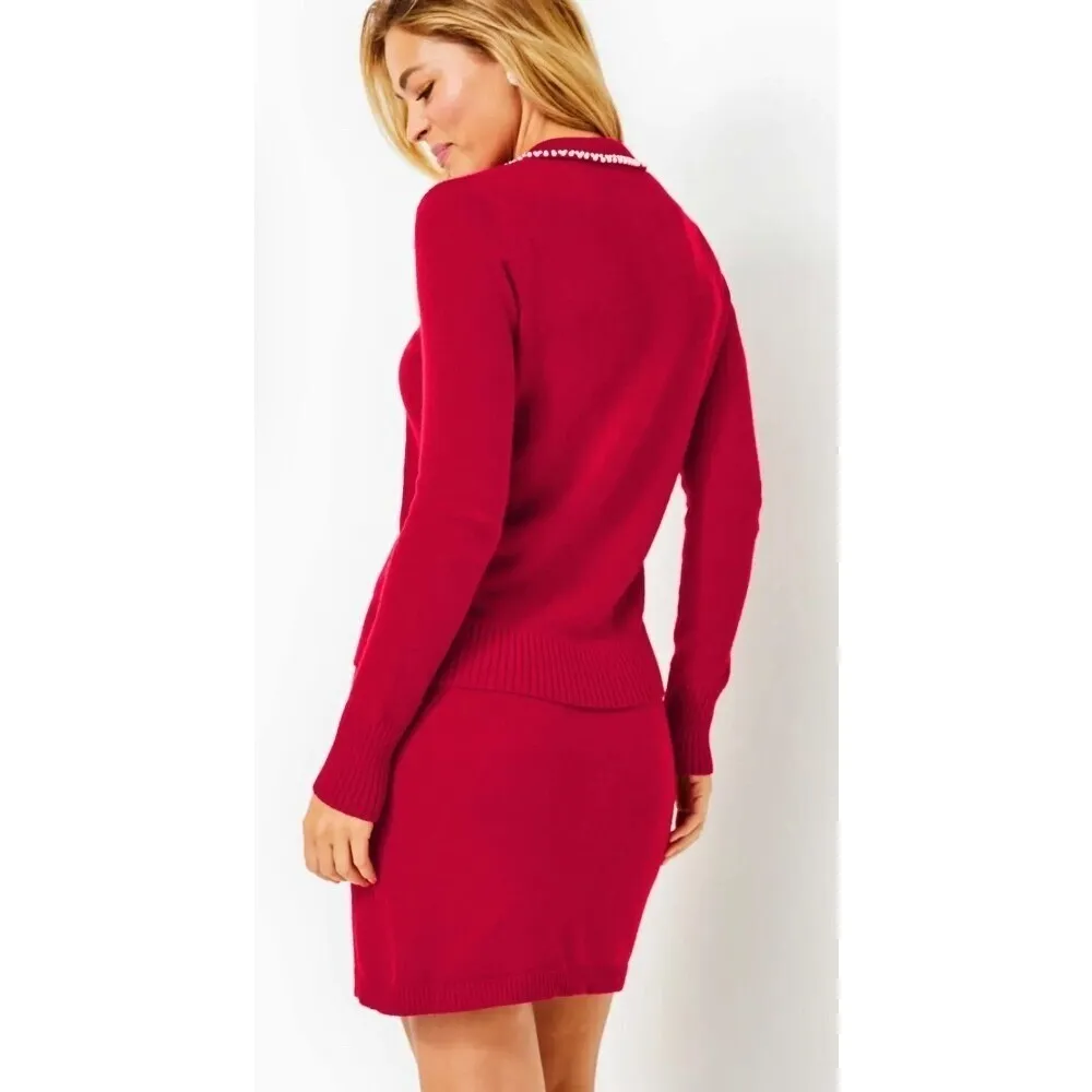 Lilly Pulitzer Knit Skirt Button Detail Embellished‎ Collar Size M #1142 - Image 2